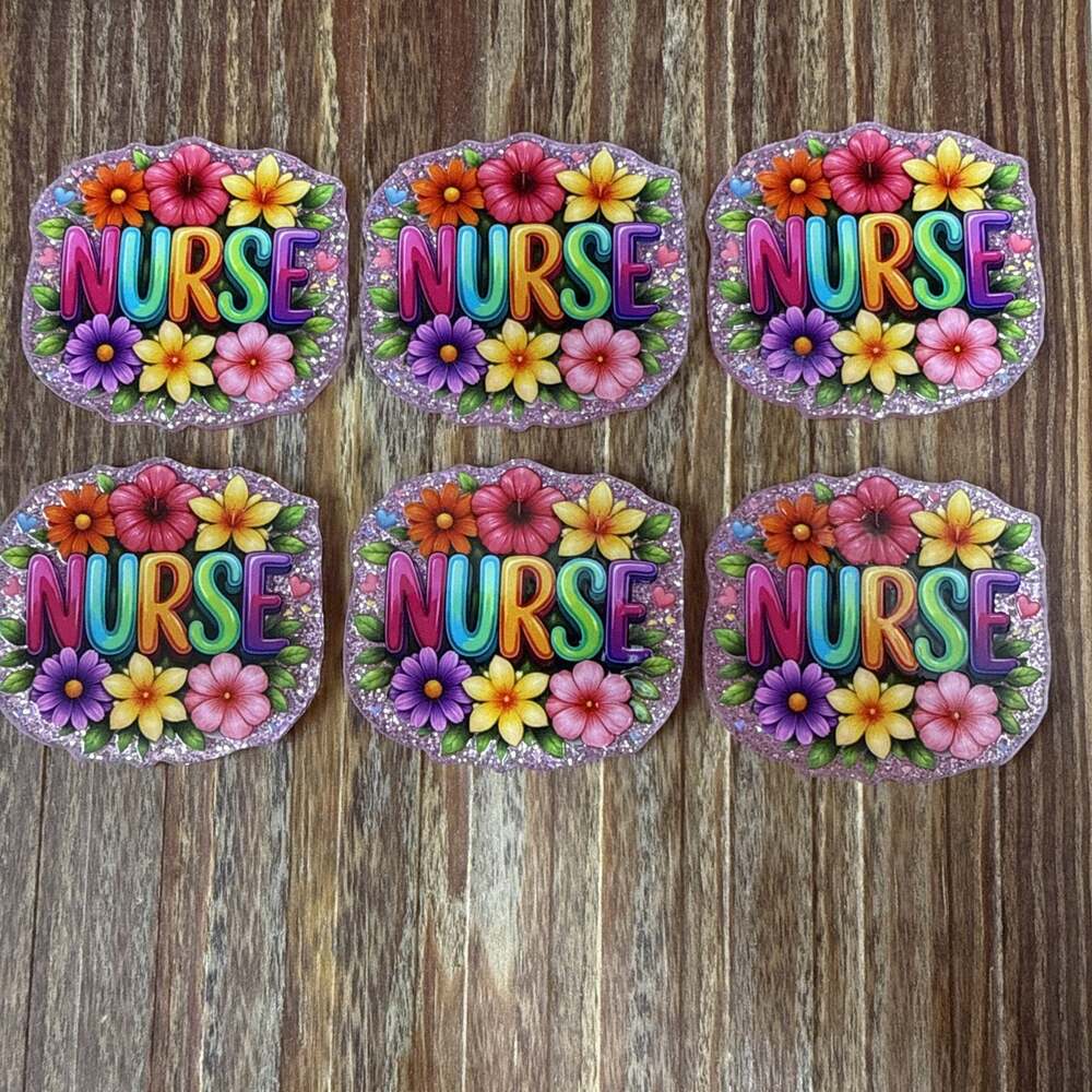 6 Pc Nurse Acrylic Flatbacks